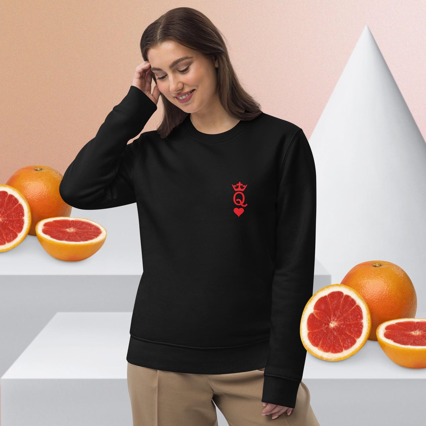 Feel-good vibes with Contemporary 'Queen Of Hearts' Organic Cotton Sweatshirt