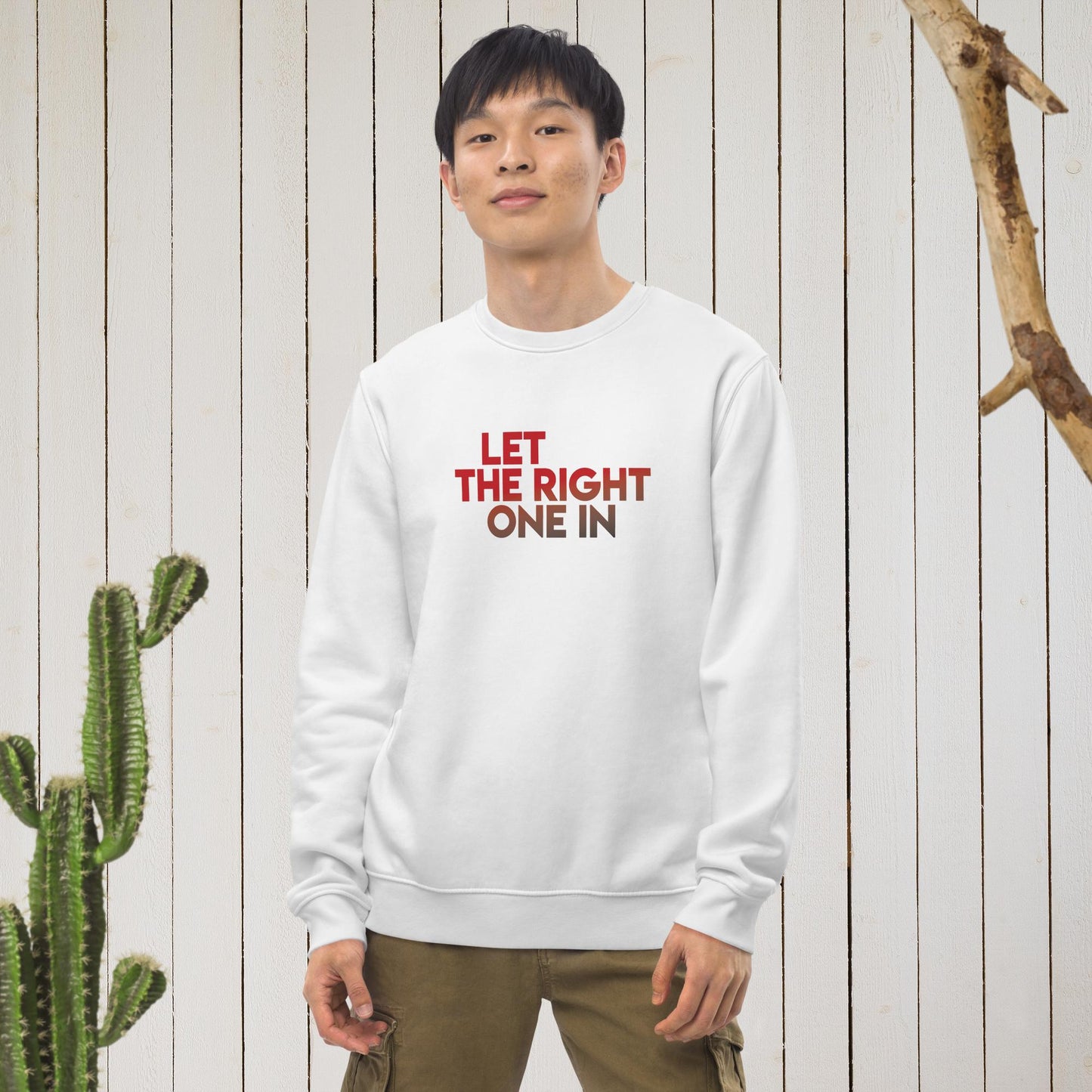 Uplifting vampire film slogan sweatshirt crafted in soft organic cotton blend for all-day comfort