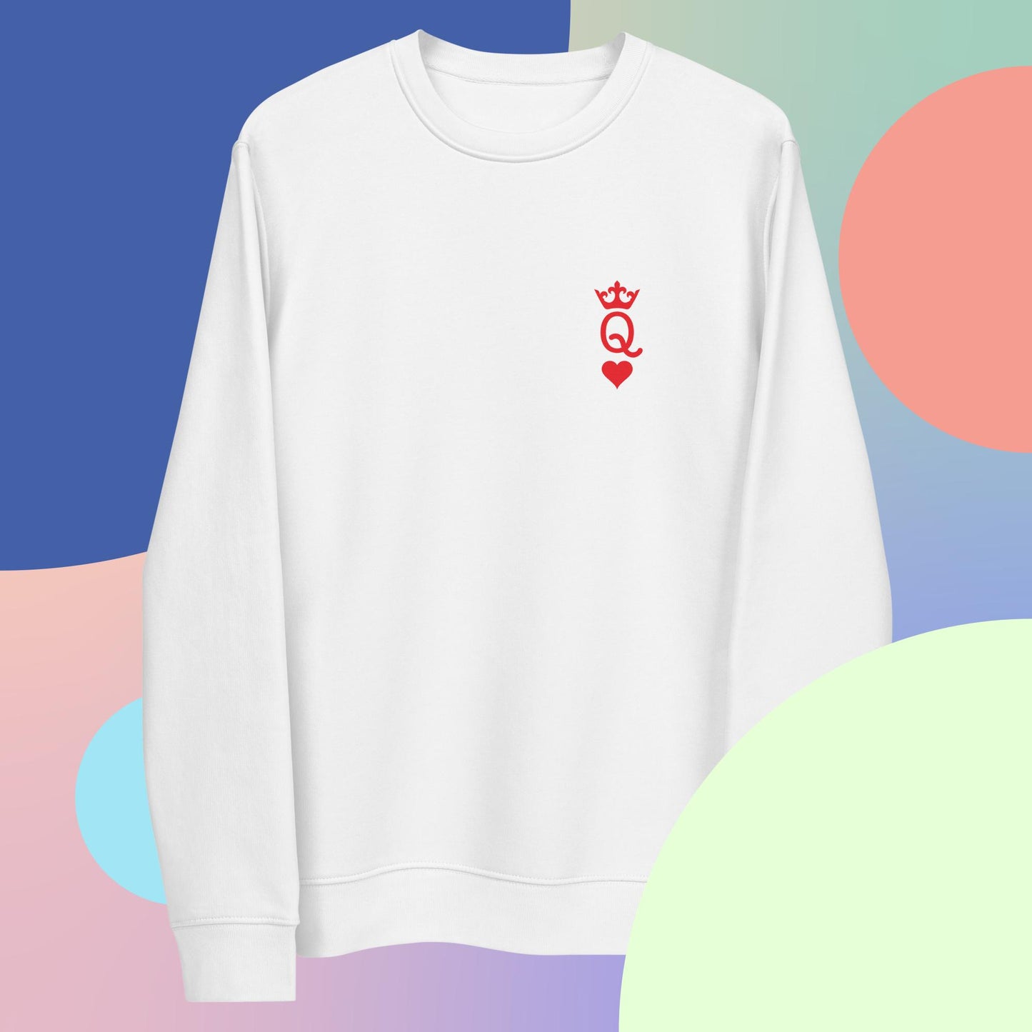 Contemporary 'Queen Of Hearts' Organic Cotton Sweatshirt for thoughtful fashion fans