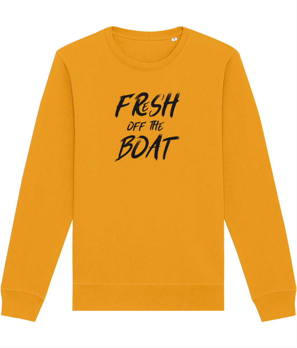 Organic Cotton Book-Themed Sweatshirt: Fresh Off The Boat Design for Men