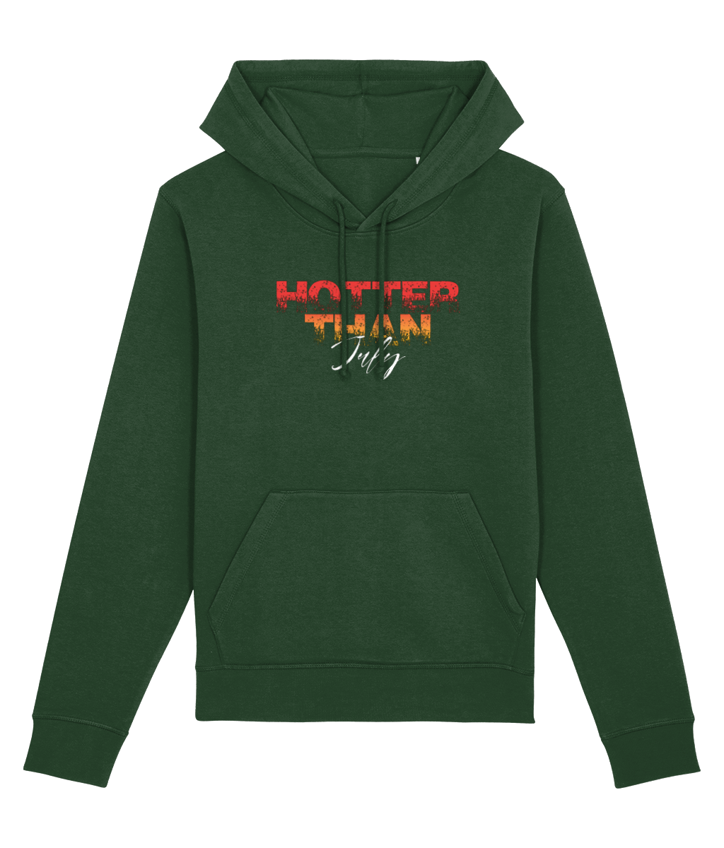 Organic cotton hoodie with ‘Hotter Than July’ Stevie Wonder slogan print