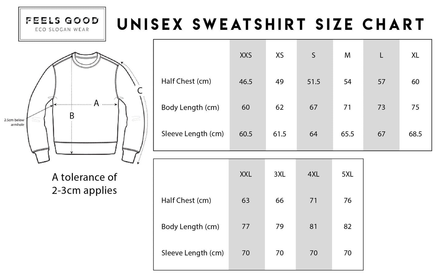Urban 'Immigrant Roots' Organic Cotton Sweatshirt - size chart