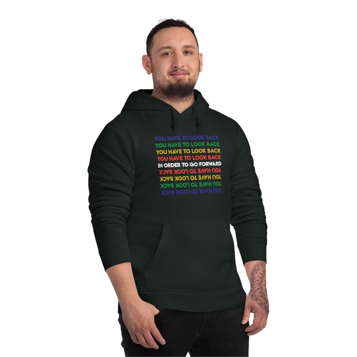 Urban 'Look back To Look Forward' Organic Cotton Hoodie – Mens streetwear hoodie for music fans