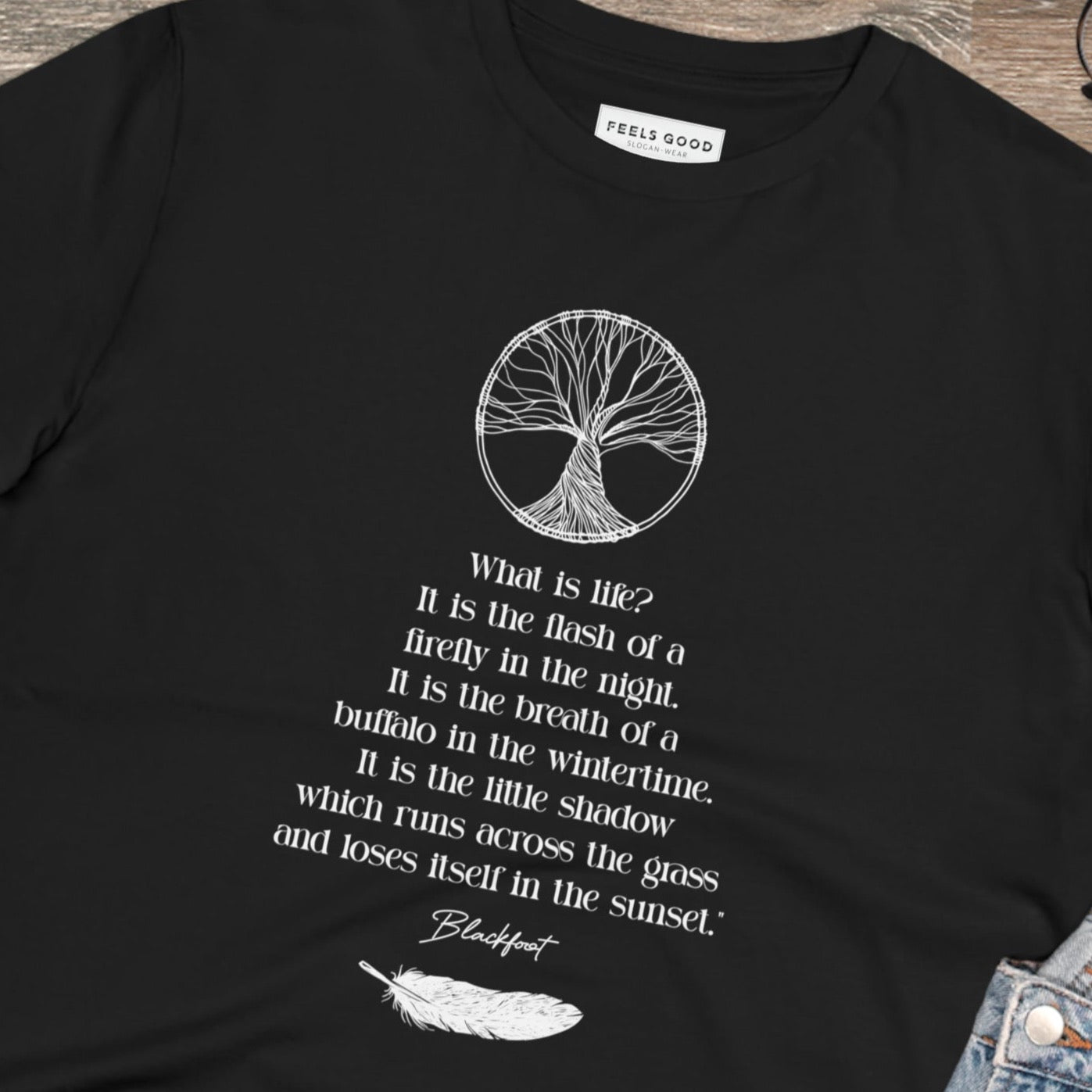 Urban 'Native American Poem' Organic Cotton T-shirt for a powerful motivational look.