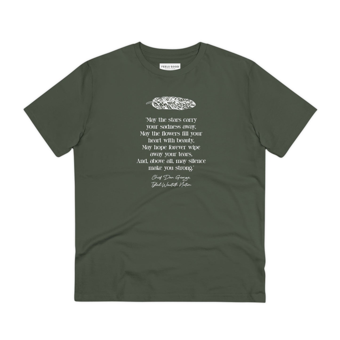 Urban 'Native American Prayer' Organic Cotton T-shirt with motivational phrases.