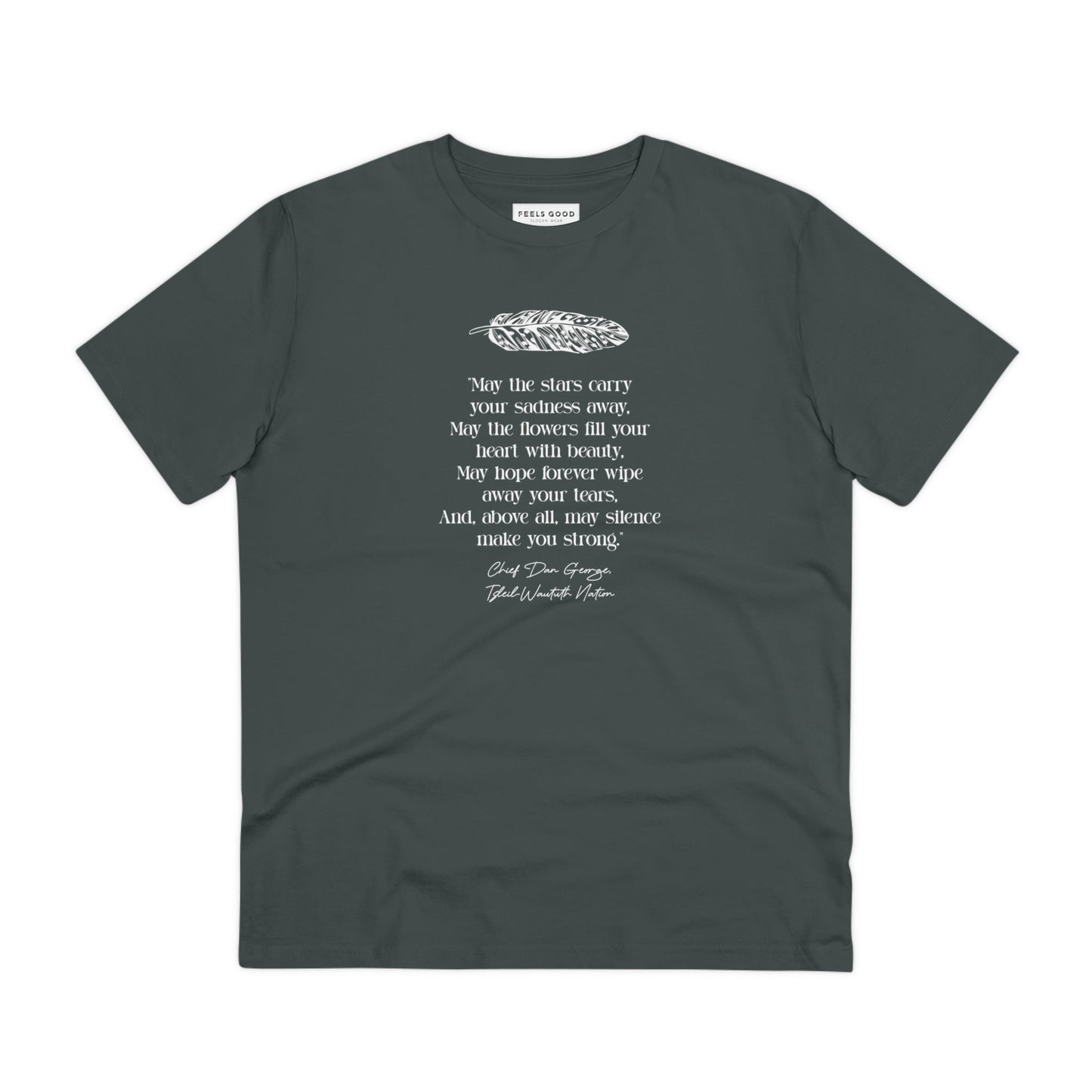 Organic Cotton Urban 'Native American Prayer' T-shirt with a quote for inspiration.