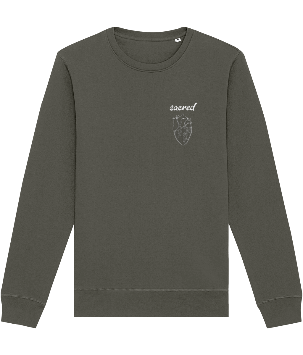 Express your faith: 'Sacred Heart' on soft organic layer.
