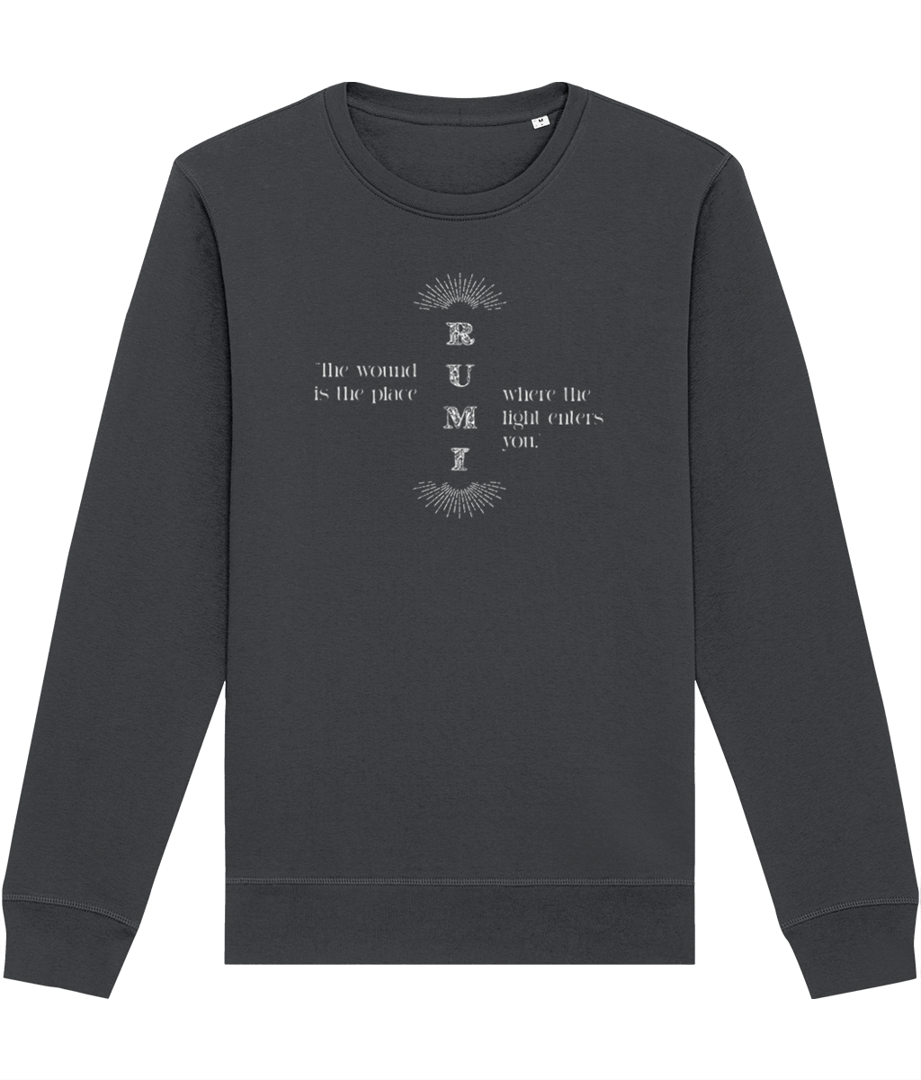 Famous Quotes 'Light Entering' Rumi Organic Cotton Sweatshirt