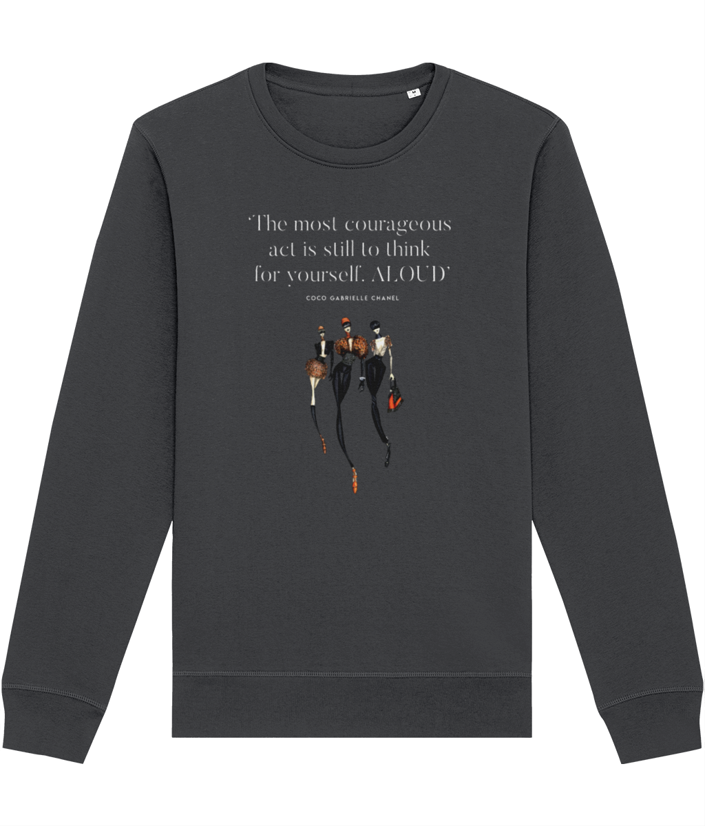 Fashion 'Think Aloud' Coco Organic Cotton Sweatshirt, witty quotes on sweatshirts


