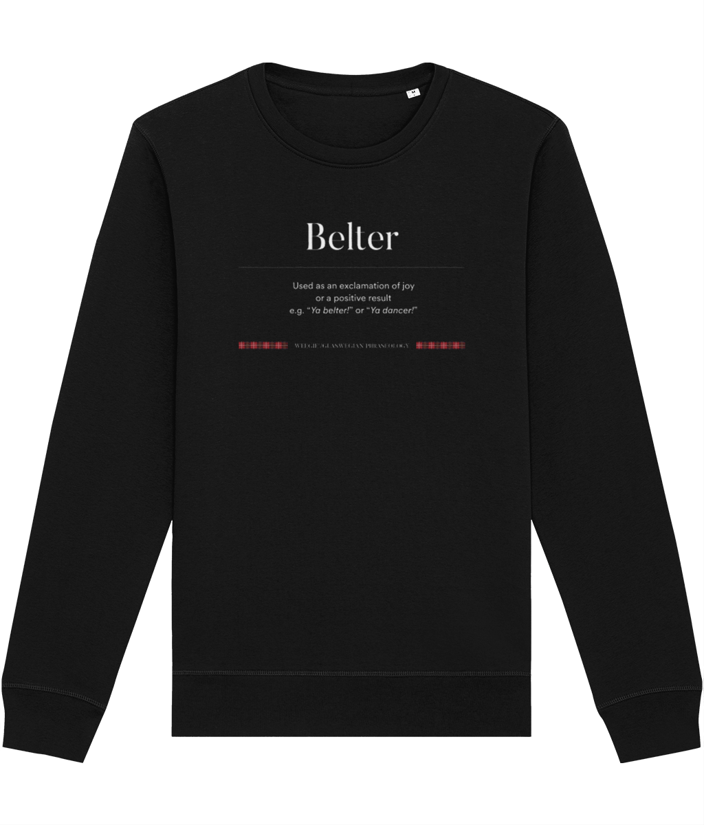 Scotts menswear meets humor in organic-cotton-belter-glaswegian-slang-sweatshirt

