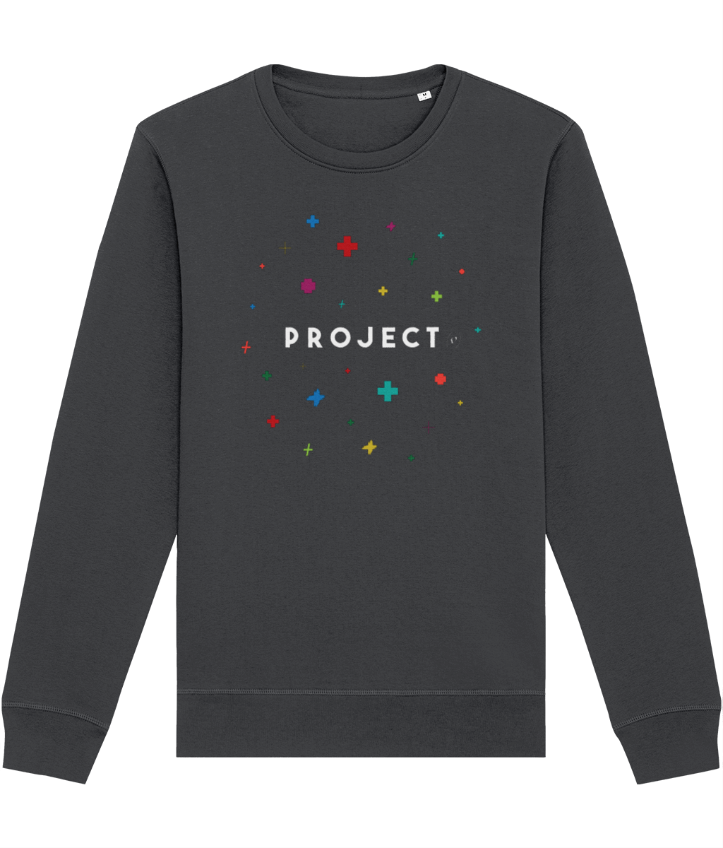Contemporary 'Project Positivity' Organic Cotton Sweatshirt with relaxed fit and upbeat vibes

