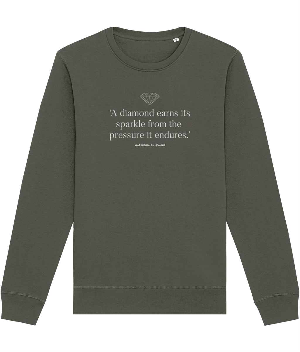 Express your style with Contemporary 'Diamond's Sparkle' Organic Cotton Sweatshirt, mens graphic sweatshirt.