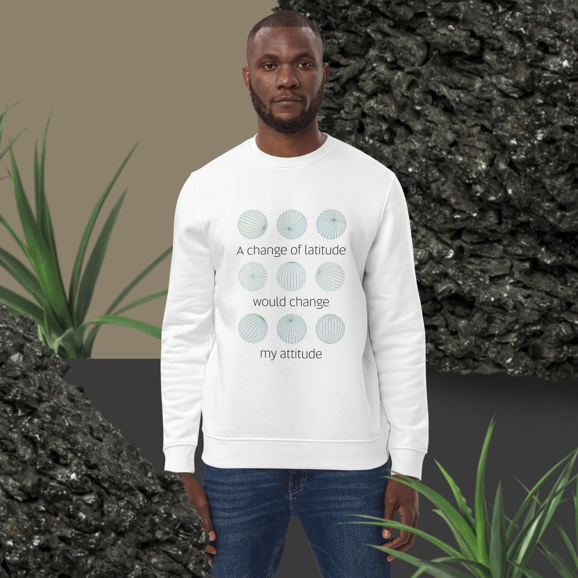 Explore in style with the Adventure 'Change Of Latitude' Organic Cotton Sweatshirt—travel-ready comfort.