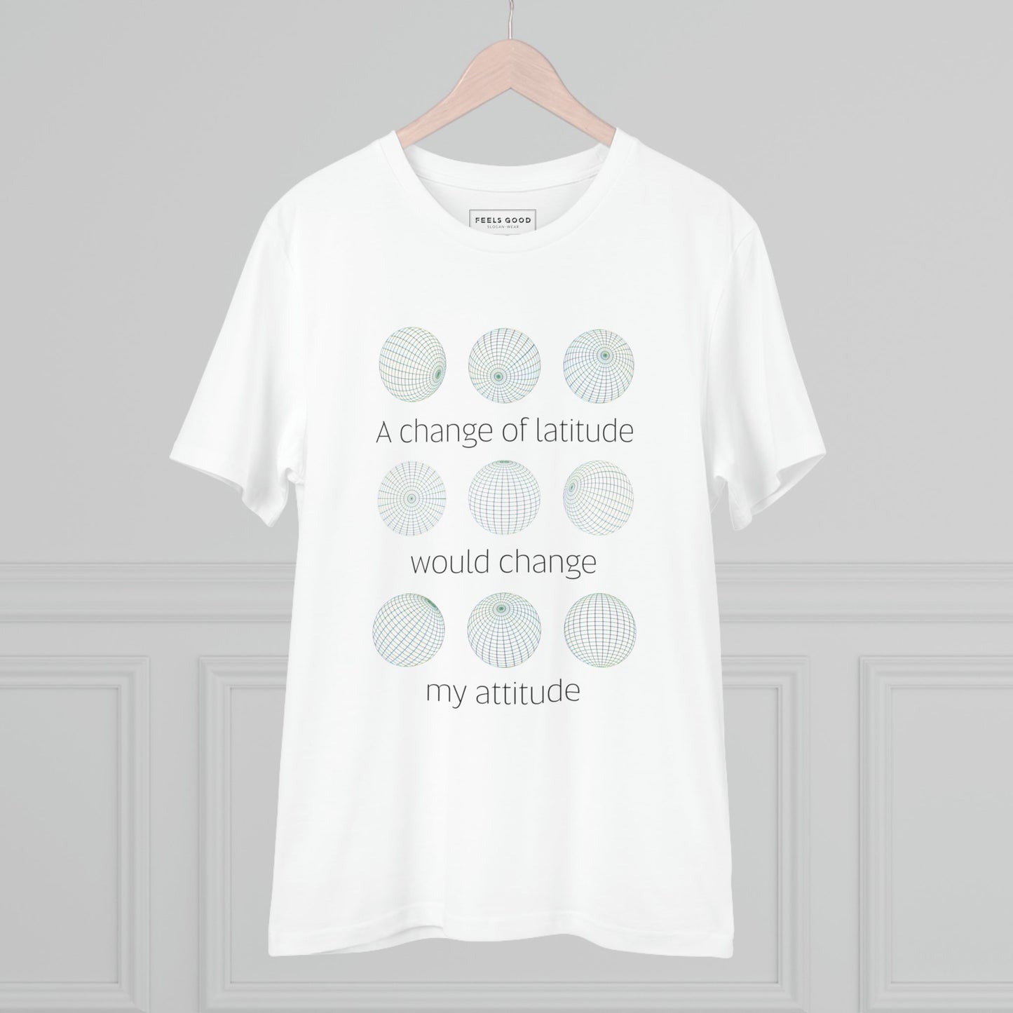 Discover new places in the adventure 'Change Of Latitude' organic cotton t-shirt—travel in style!