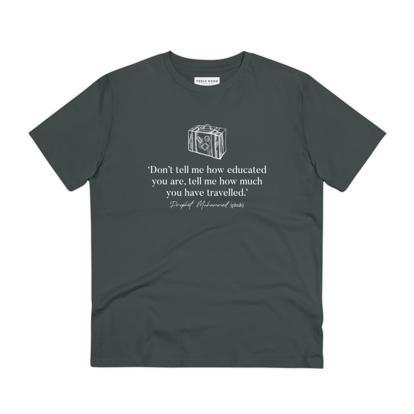 Wear the Adventure 'Well-Travelled' Organic Cotton T-Shirt to embrace inspiring travel quotes.
