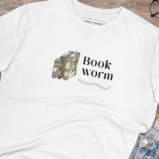 Unique best t-shirt: Books 'Bookworm' organic cotton graphic.
