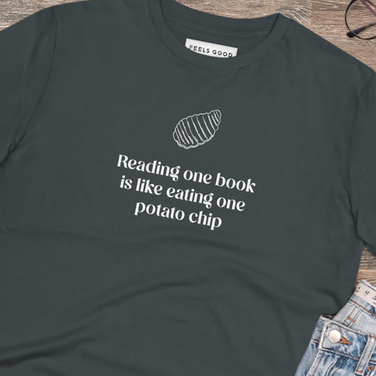 Best selling book t-shirt: 'Can I Have More' organic cotton tee.

