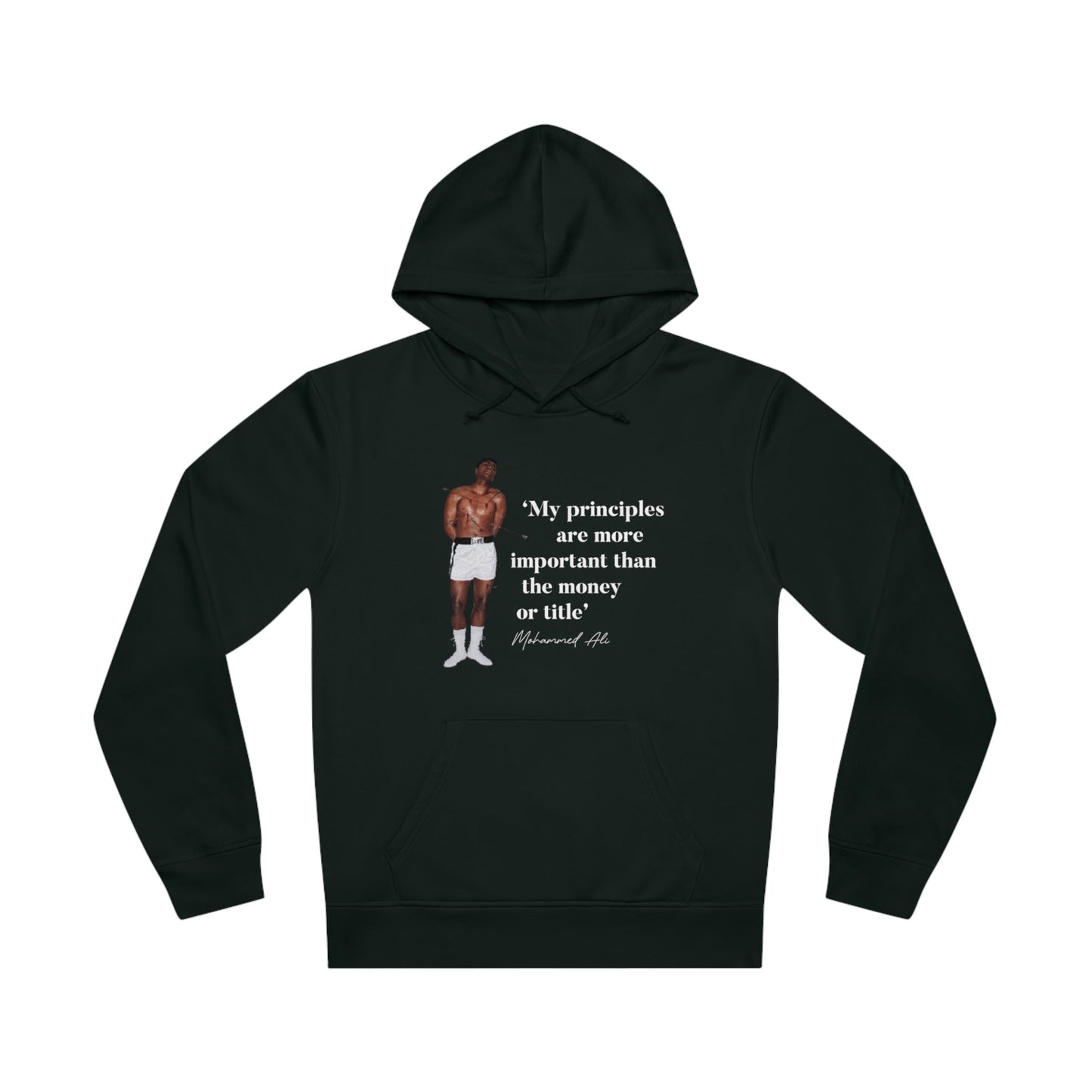 Soft and breathable organic cotton hoodie – Boxing 'Rising Above' Ali Organic Cotton Hoodie.