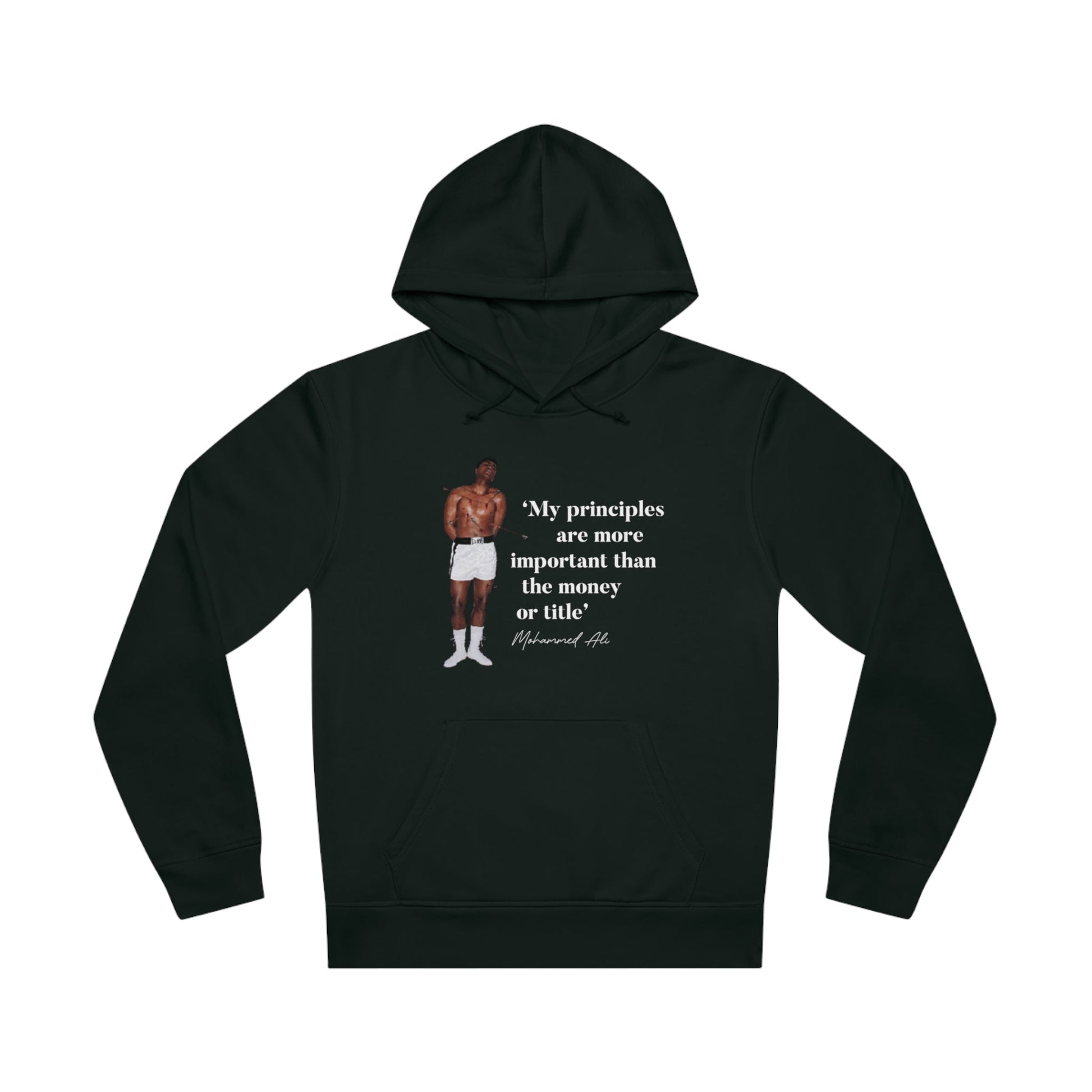 Soft and breathable organic cotton hoodie – Boxing 'Rising Above' Ali Organic Cotton Hoodie.