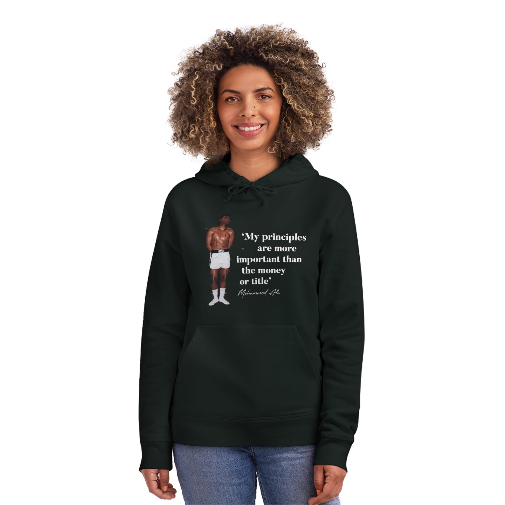 Stay trendy with this urban hoodie – Boxing 'Rising Above' Ali Organic Cotton Hoodie.