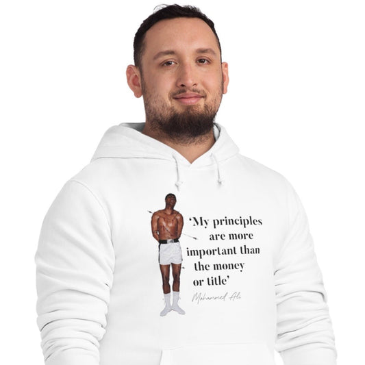 Elevate your street style with eco hoodies like the Boxing 'Rising Above' Ali Organic Cotton Hoodie.