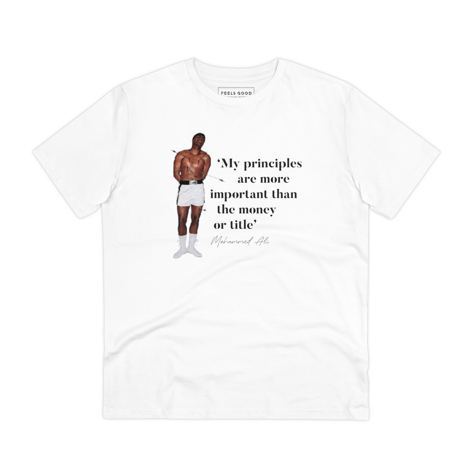 Must-have vintage T-shirts band lovers adore – Boxing 'Rising Above' Ali Organic Cotton T-shirt.