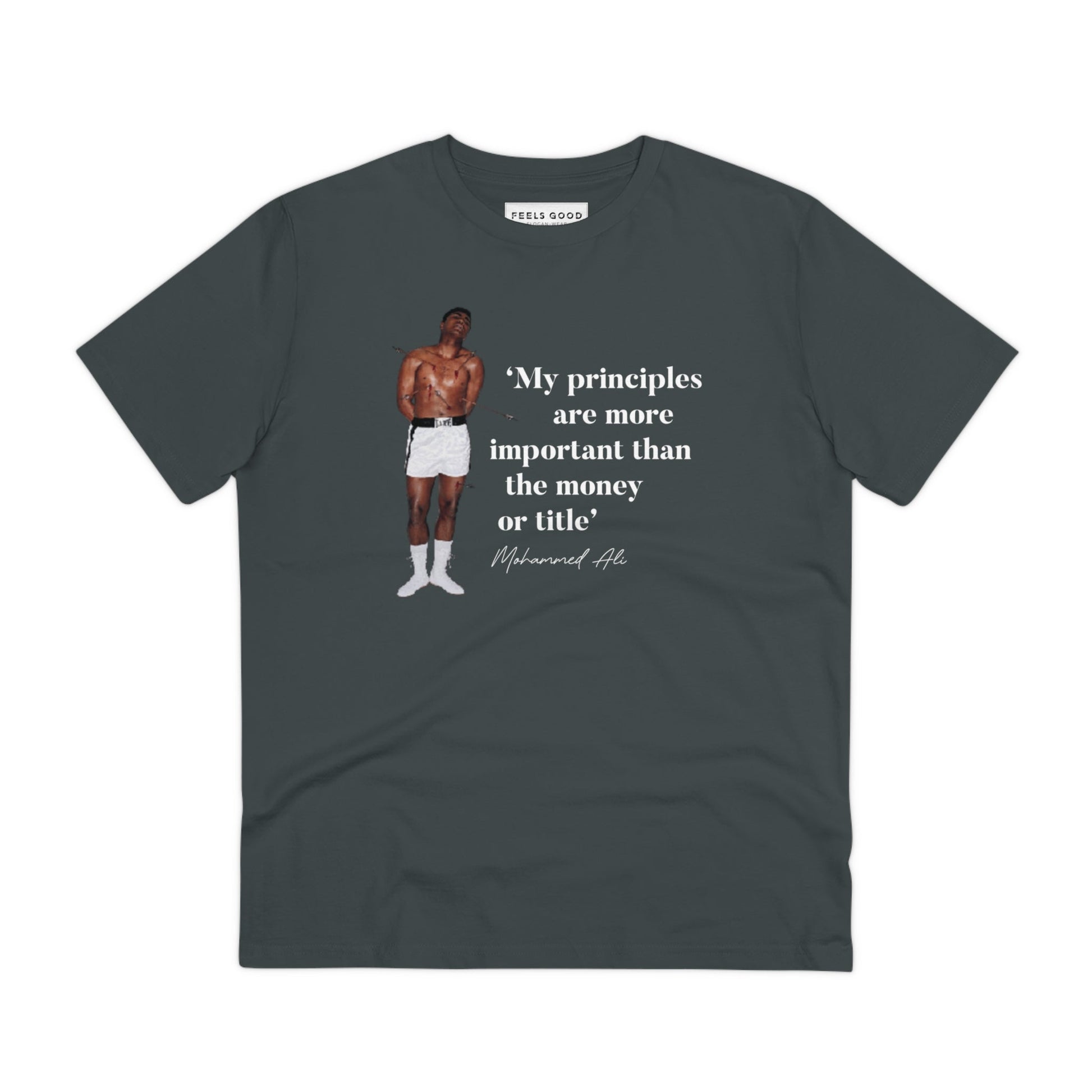 Band T-shirt style with the Boxing 'Rising Above' Ali Organic Cotton T-shirt.