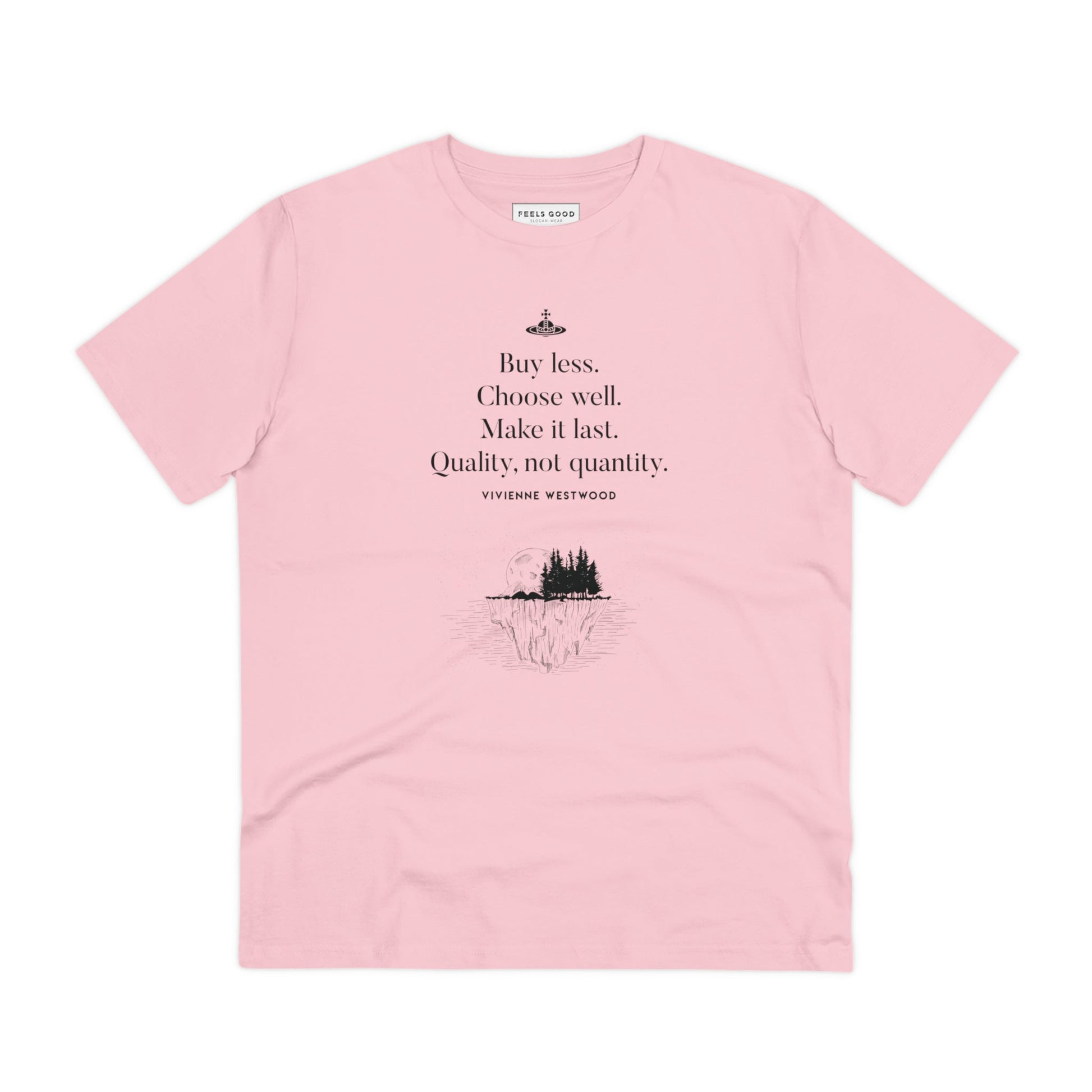 Designed to inspire! climate change 'Buy Less' vivienne organic cotton T-shirt
