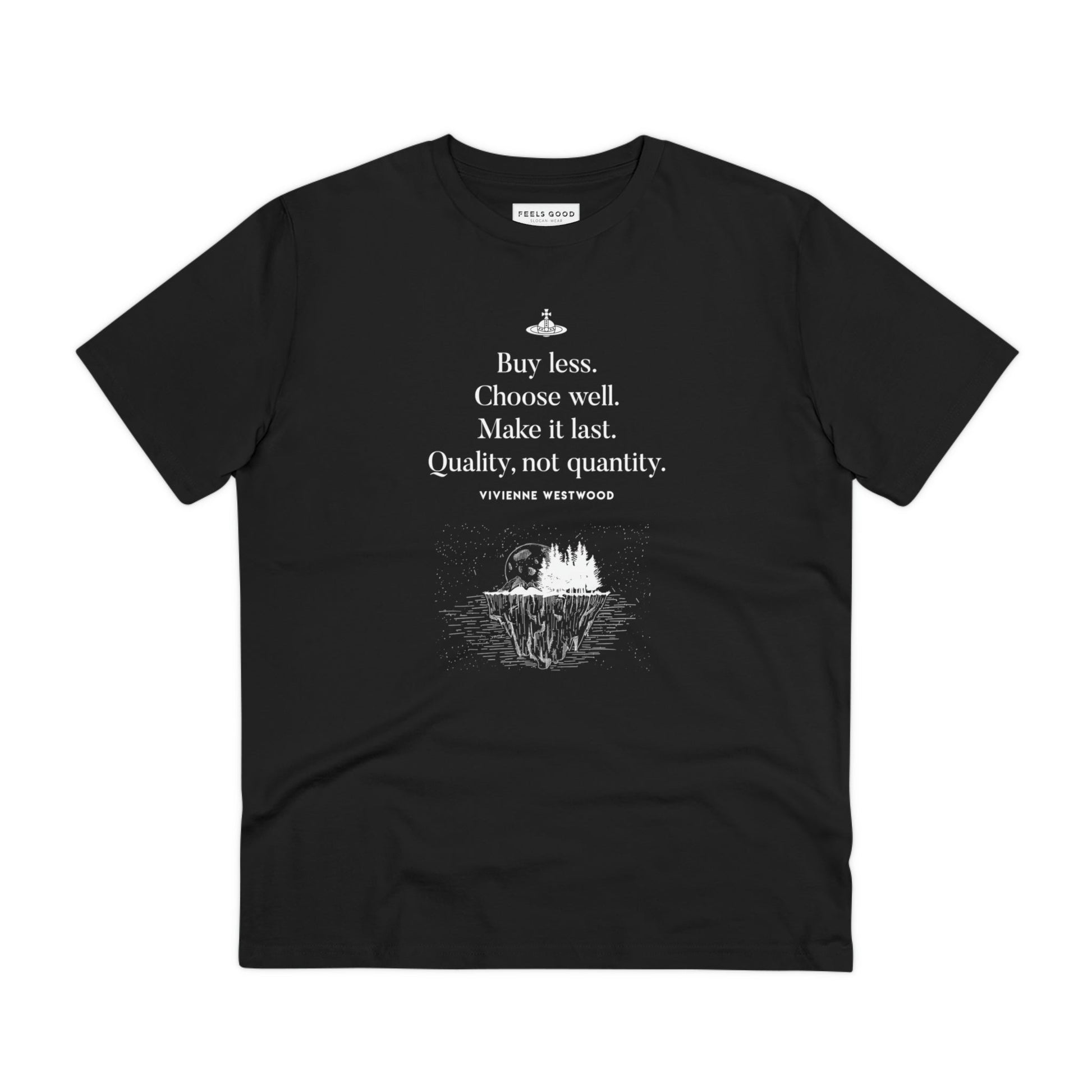 Sustainable streetwear! climate change 'Buy Less' vivienne organic cotton T-shirt .