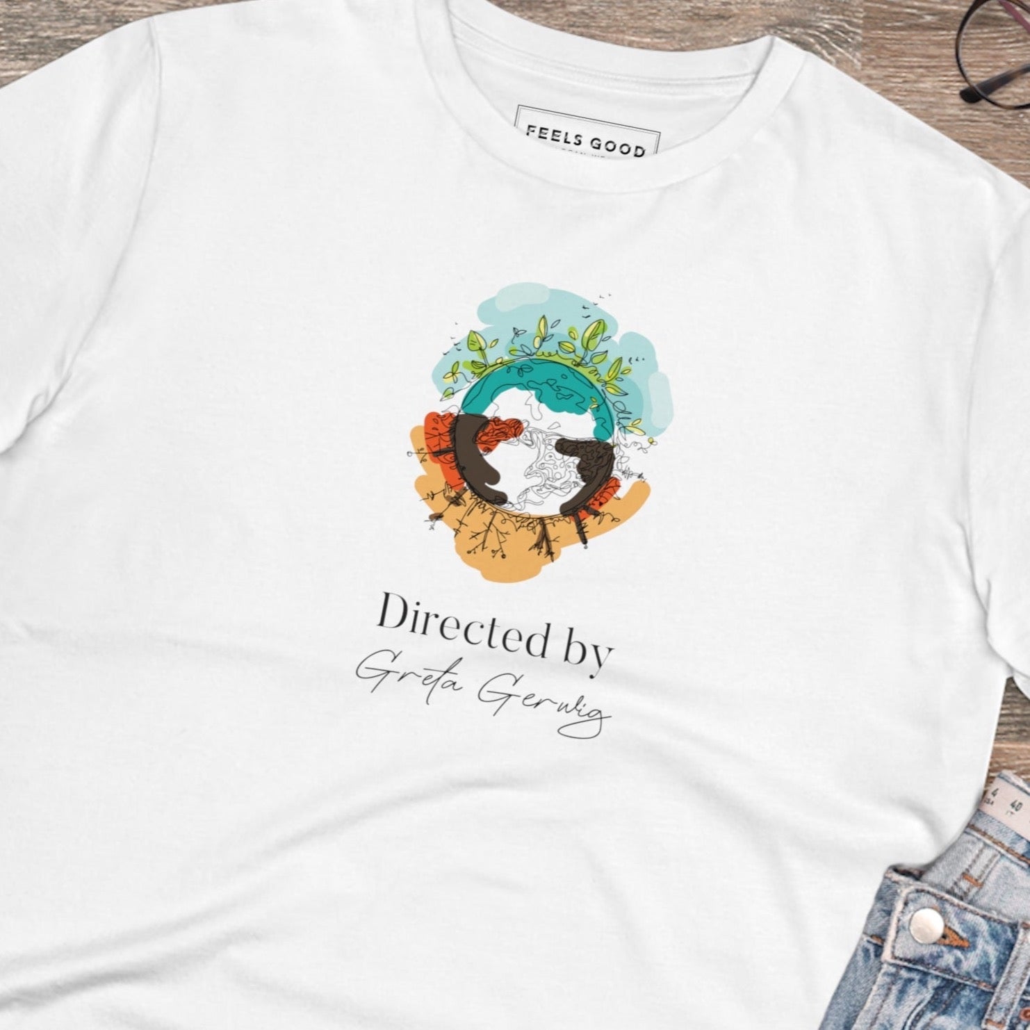 Best selling Climate Change tee: 'Directed By Greta Gerwig' organic cotton.