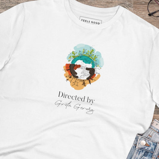 Best selling Climate Change tee: 'Directed By Greta Gerwig' organic cotton.