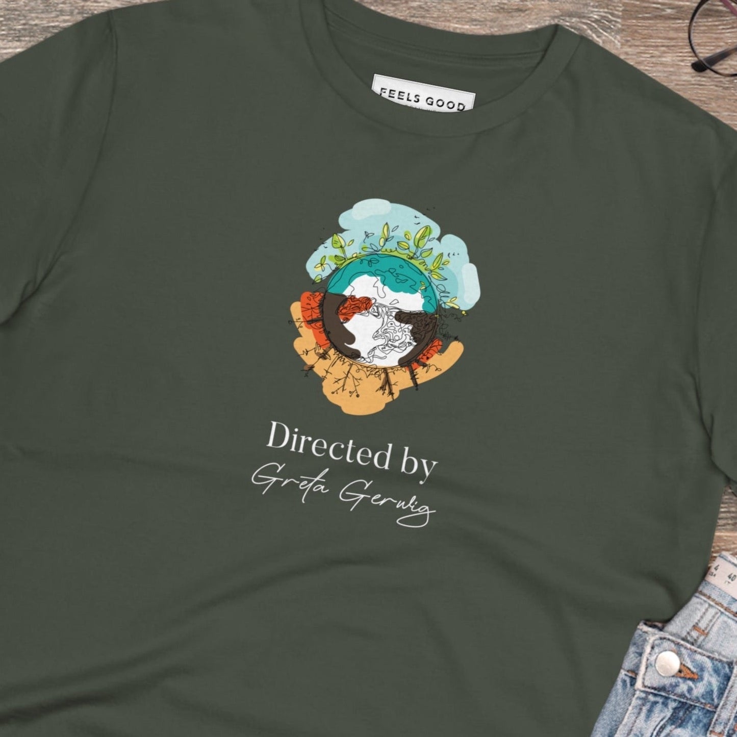 Top brand t-shirt: Climate Change 'Greta Gerwig' organic cotton.