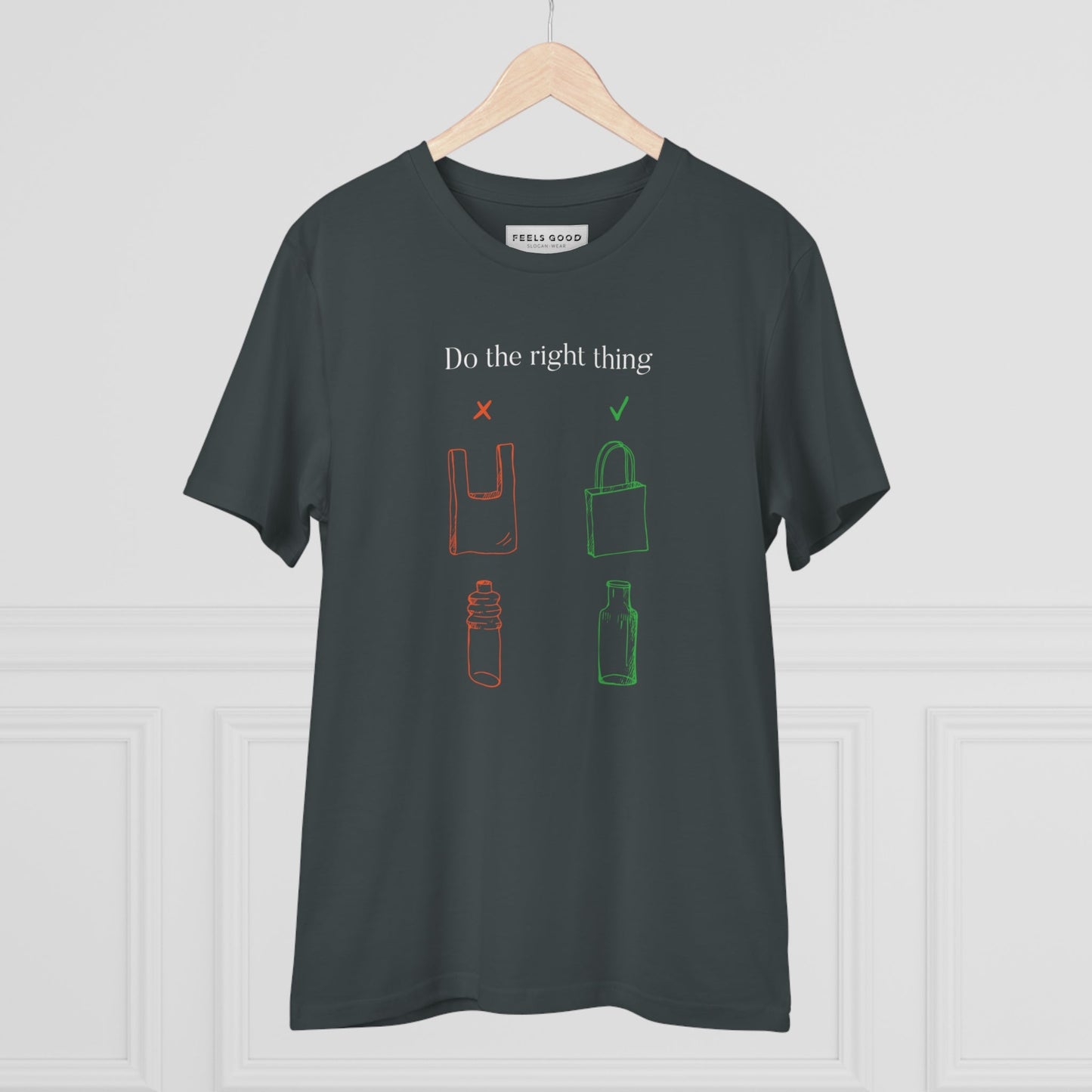 Stylish best t-shirt: Climate Change 'No Plastic' organic cotton.
