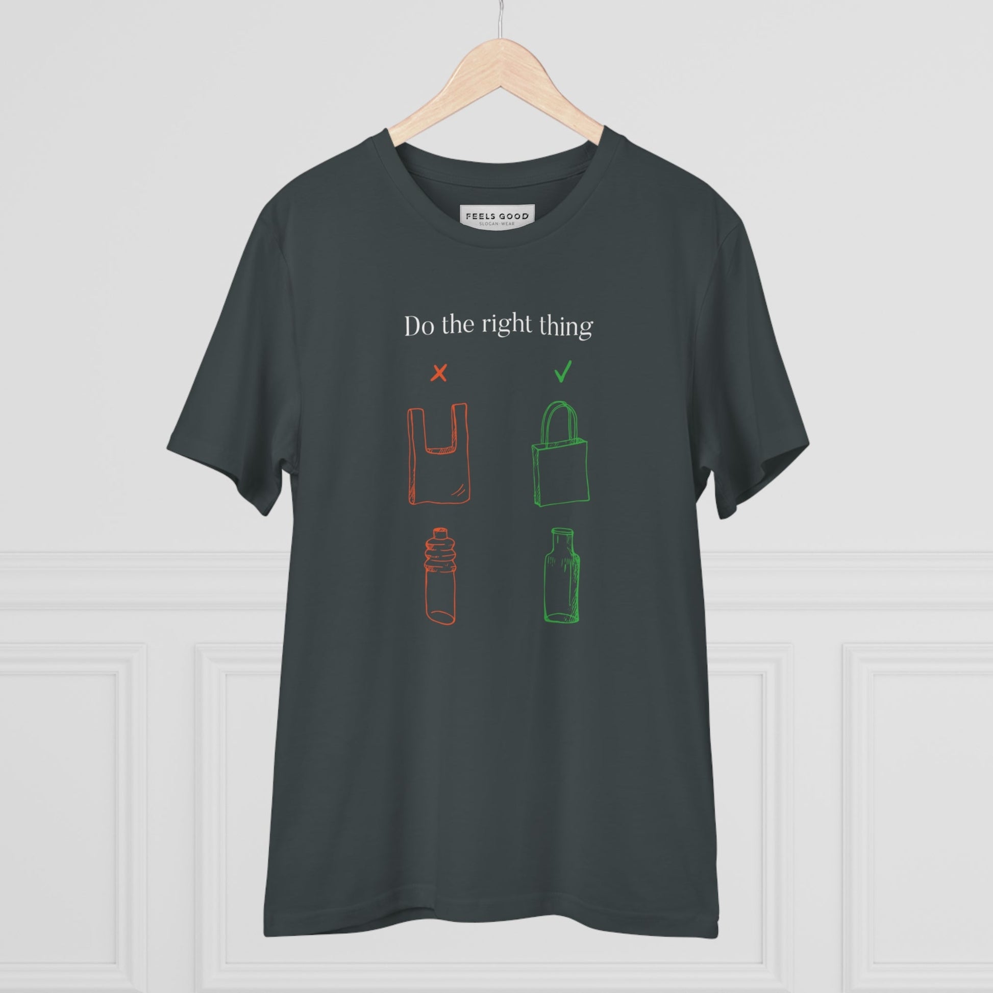 Stylish best t-shirt: Climate Change 'No Plastic' organic cotton.
