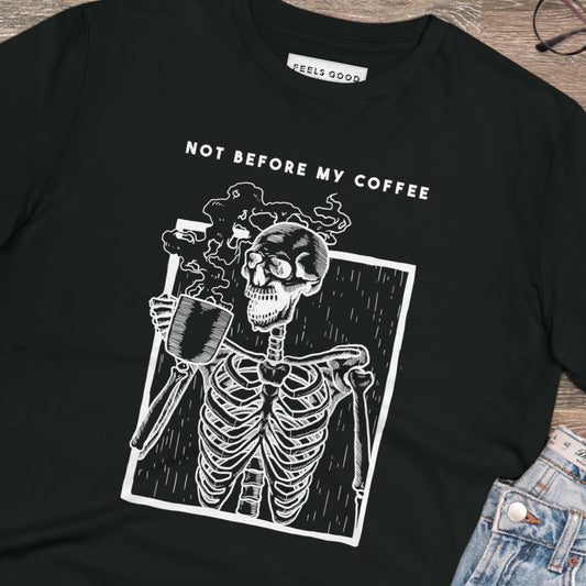 Organic best t-shirt: 'Coffee Lovers' cotton tee.
