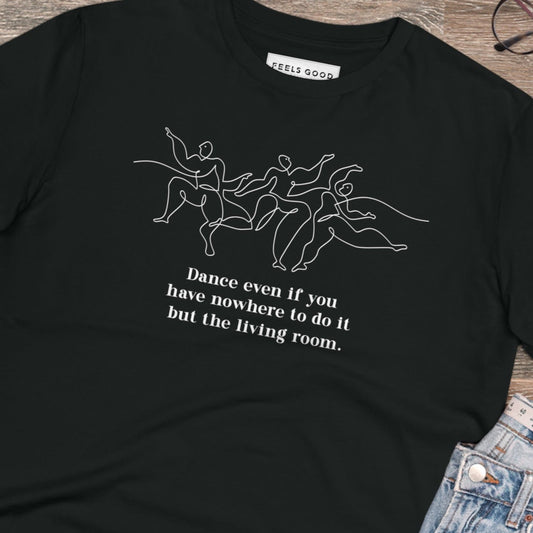 Best selling dance tee: 'Dance Always' contemporary organic cotton.
