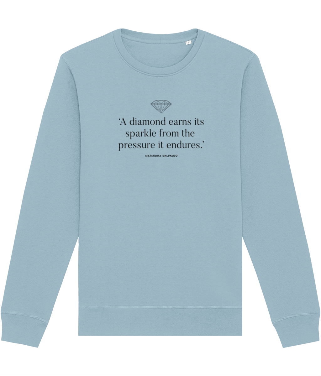 Stay stylish with slogan jumpers womens styles like our contemporary 'Diamond's Sparkle' organic cotton sweatshirt.
