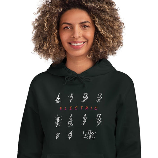 Contemporary ‘Electric’ organic cotton hoodie – unisex slogan hoodie