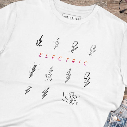 Contemporary electric organic cotton t-shirt in unisex fit for modern casual style

