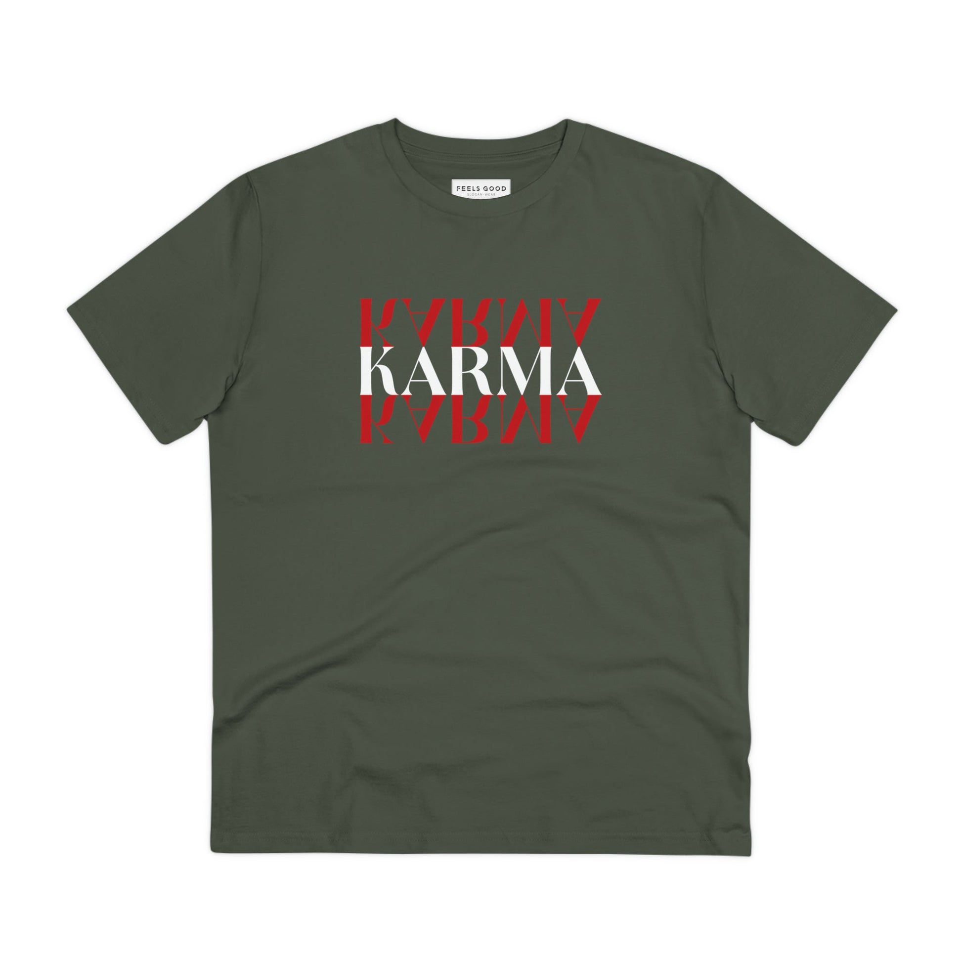 A feel-good 'Karma Karma Karma' shirt with a mindful and retro look

