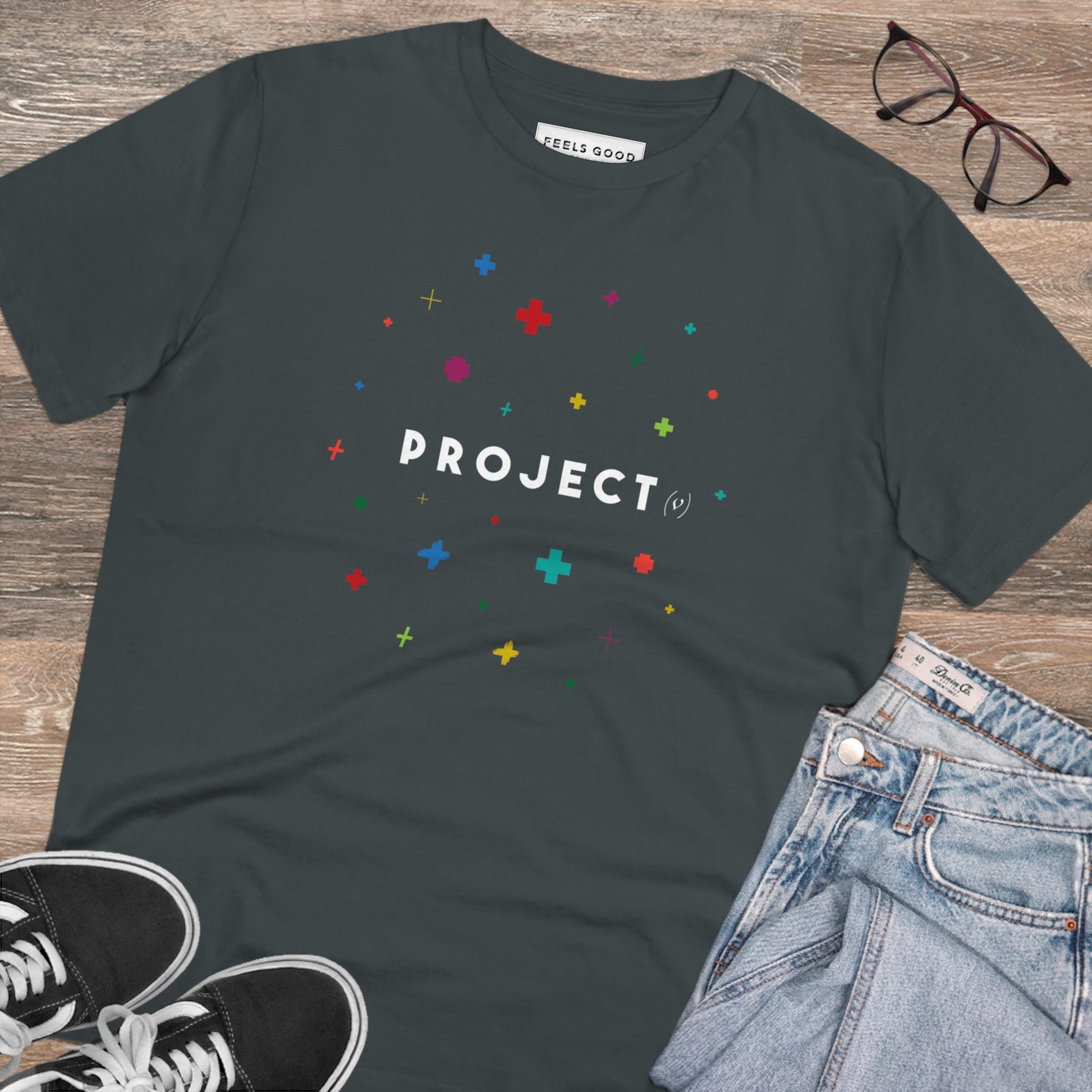 Unique best t-shirt: 'Project Positivity' contemporary graphic.
