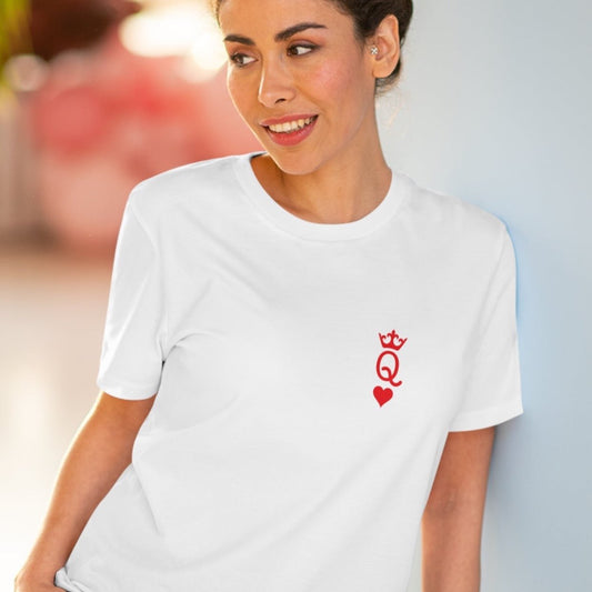 Best selling contemporary tee: 'Queen Of Hearts' organic cotton.
