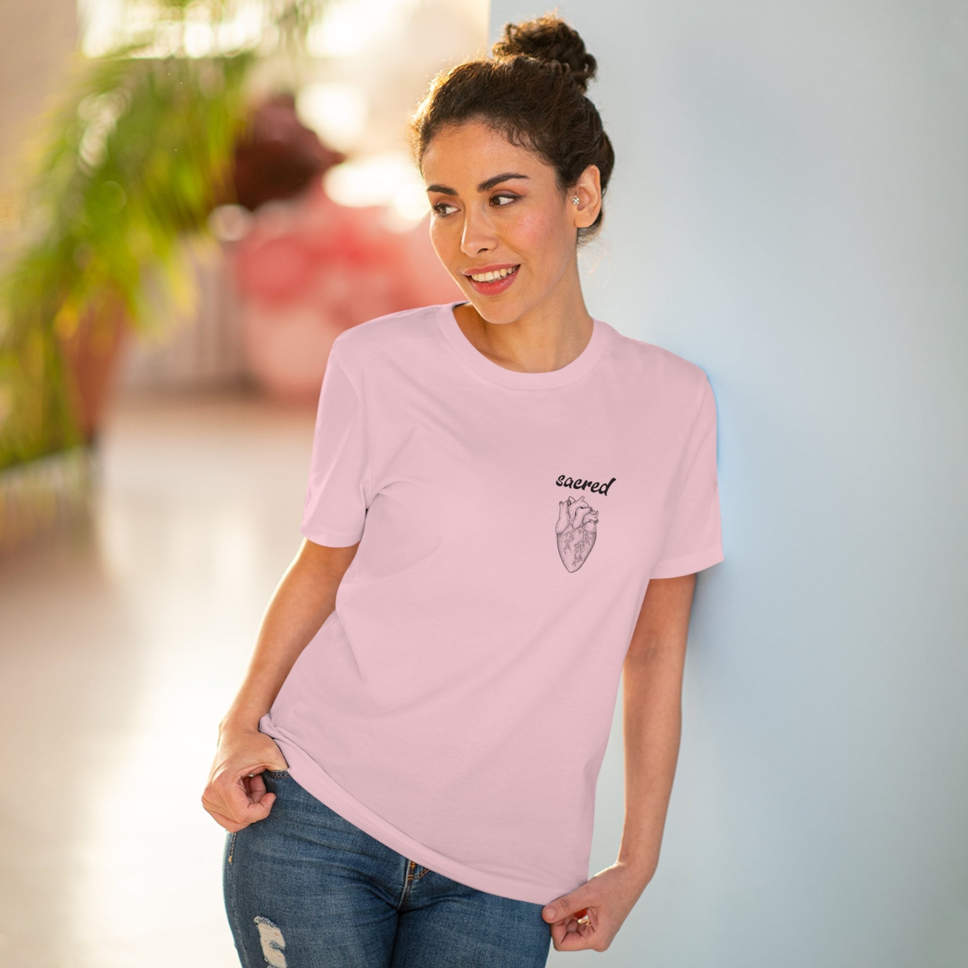 Top t-shirt: Contemporary 'Sacred Heart' for good vibes.
