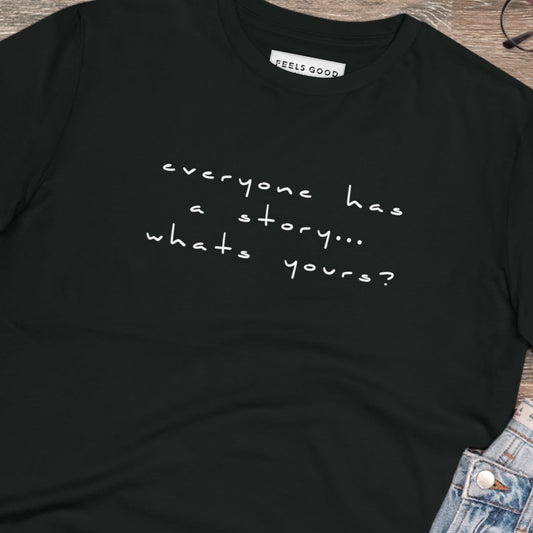 Shop best t-shirts: 'Tell Your Story' contemporary cotton style.

