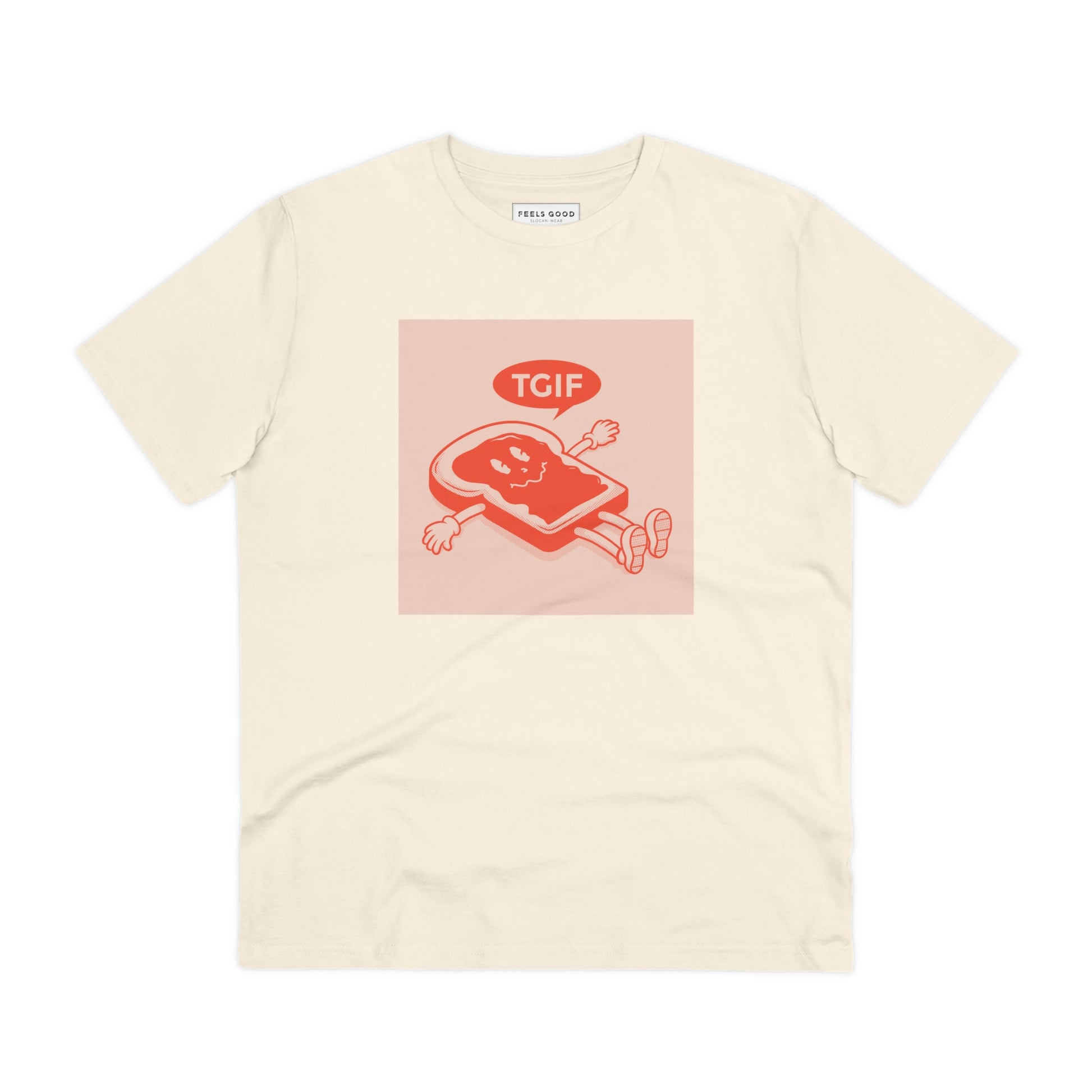 Elevate your wardrobe with the contemporary 'Thank God It's Friday' retro organic cotton t-shirt today!