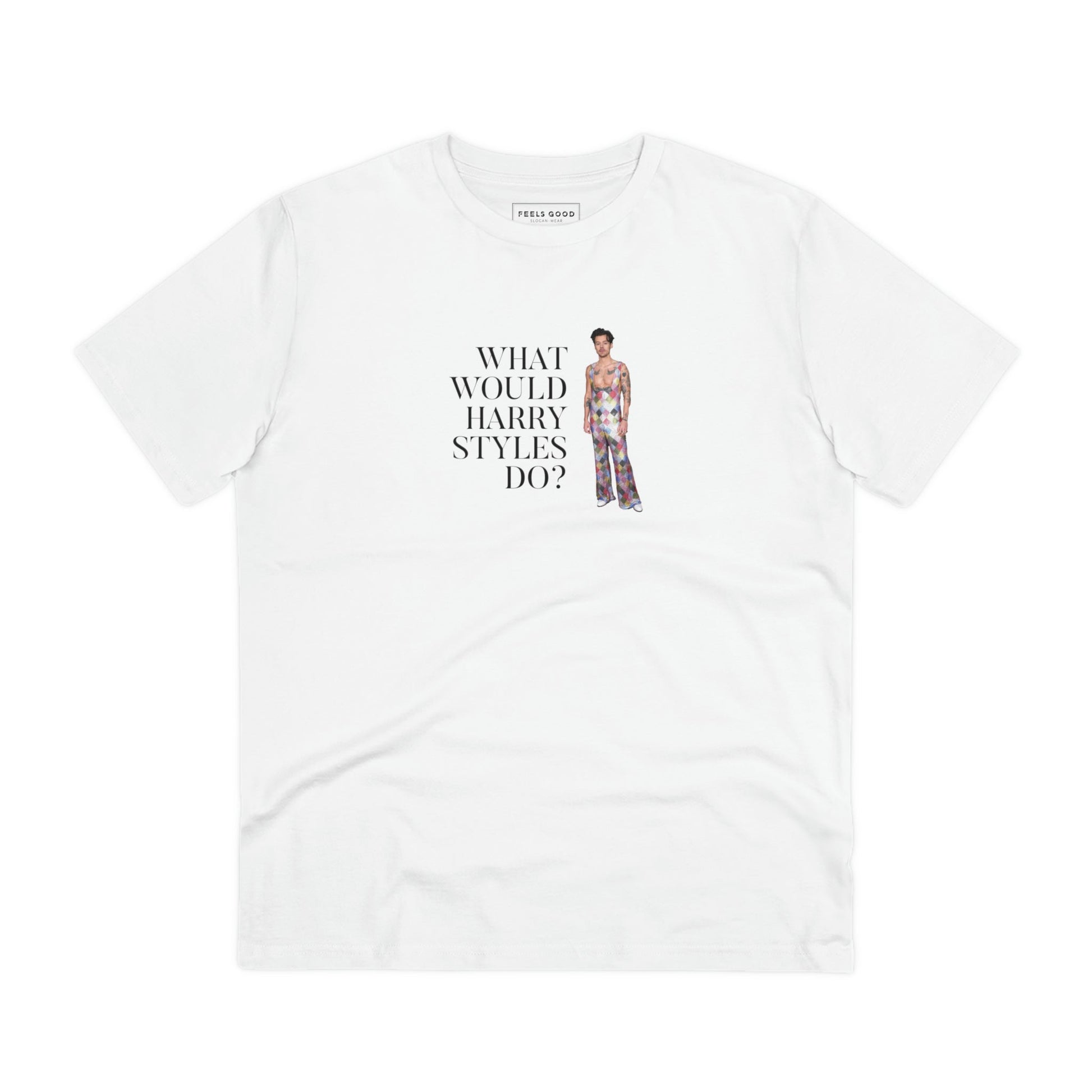 Top brand t-shirt: 'What Would Harry Styles Do?' organic cotton.