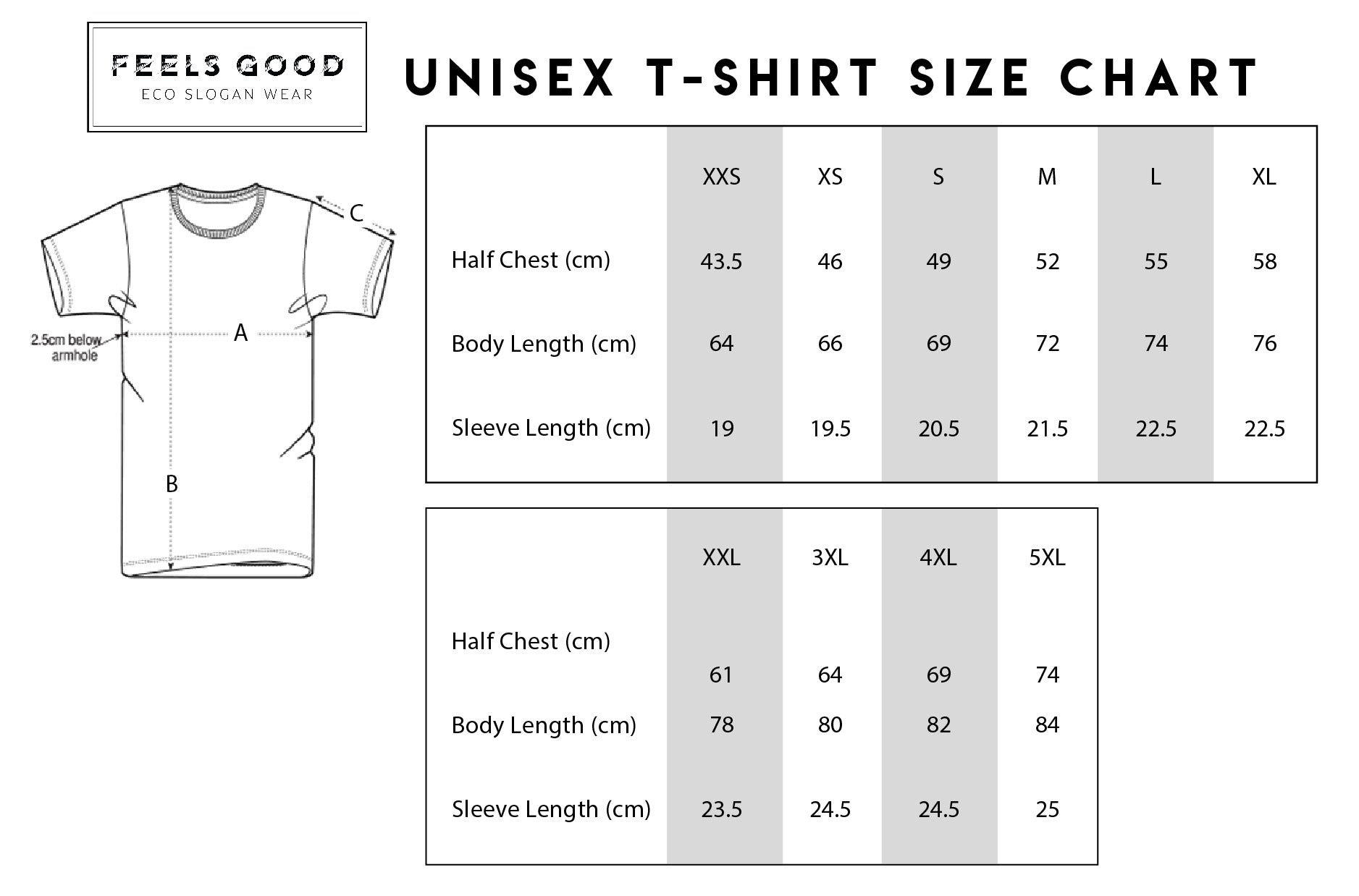 Cycling 'Tour de France' Organic Cotton T-shirt -size chart