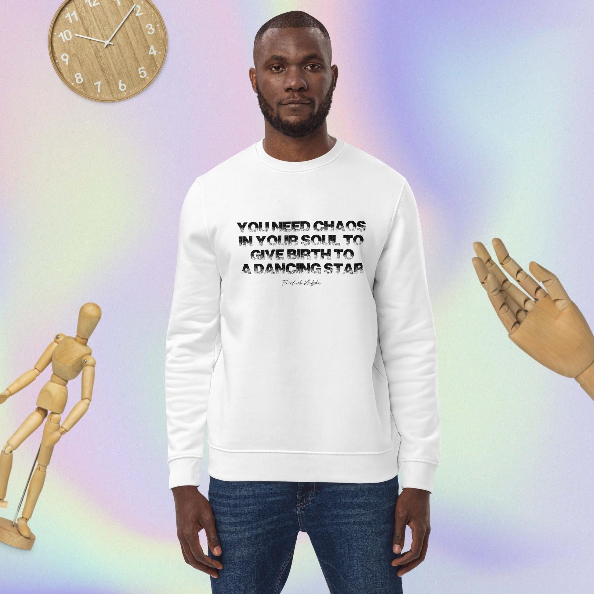 Shop the Famous Quotes 'Chaos In Your Soul' Nietsche Organic Cotton Sweatshirt now.