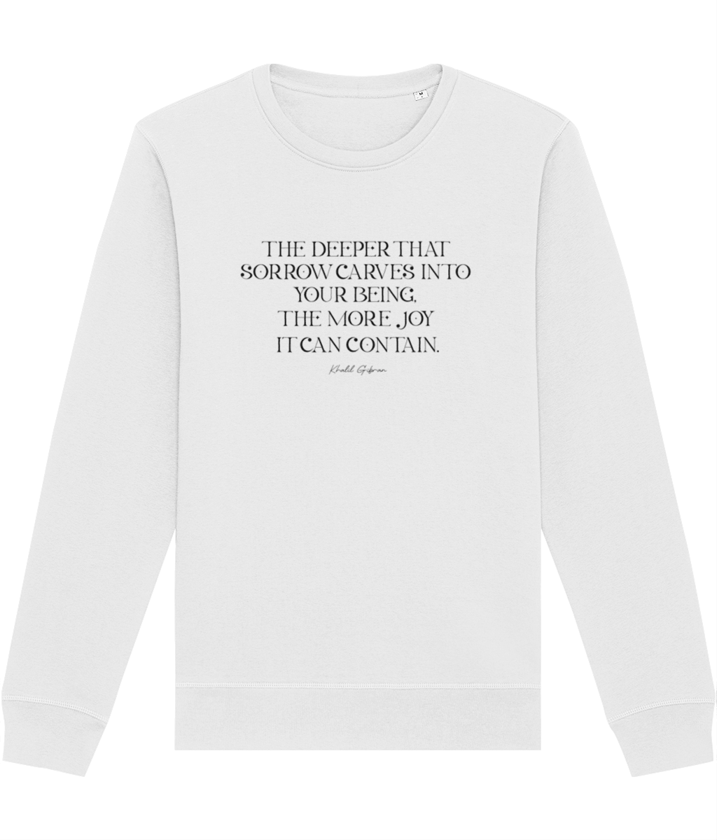 Elevate your wardrobe with the "Famous Quotes 'Joy & Pain' Khalil Organic Cotton Sweatshirt