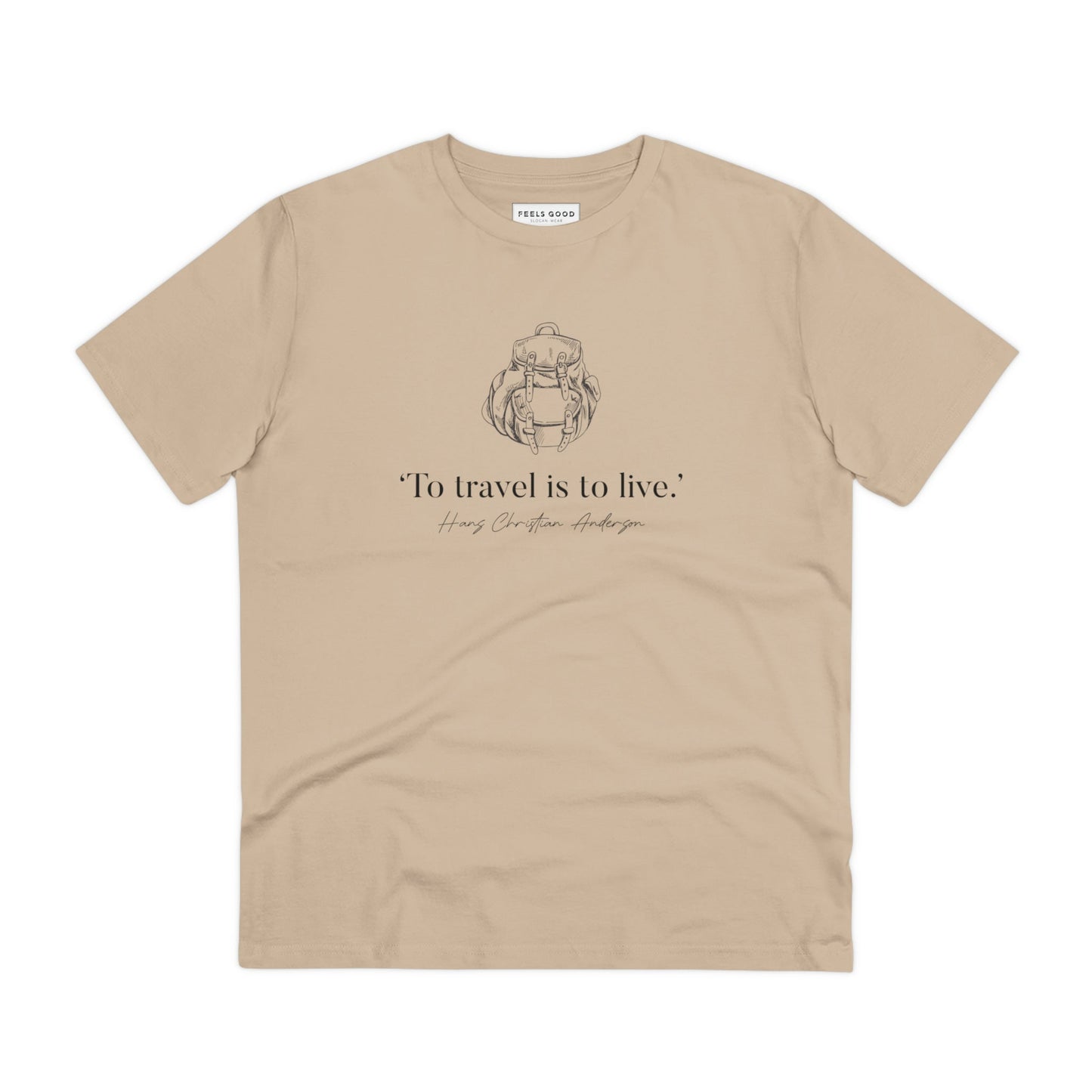 The famous quotes 'Live To Travel' Hans Christian organic cotton t-shirt is great for outdoor adventures.